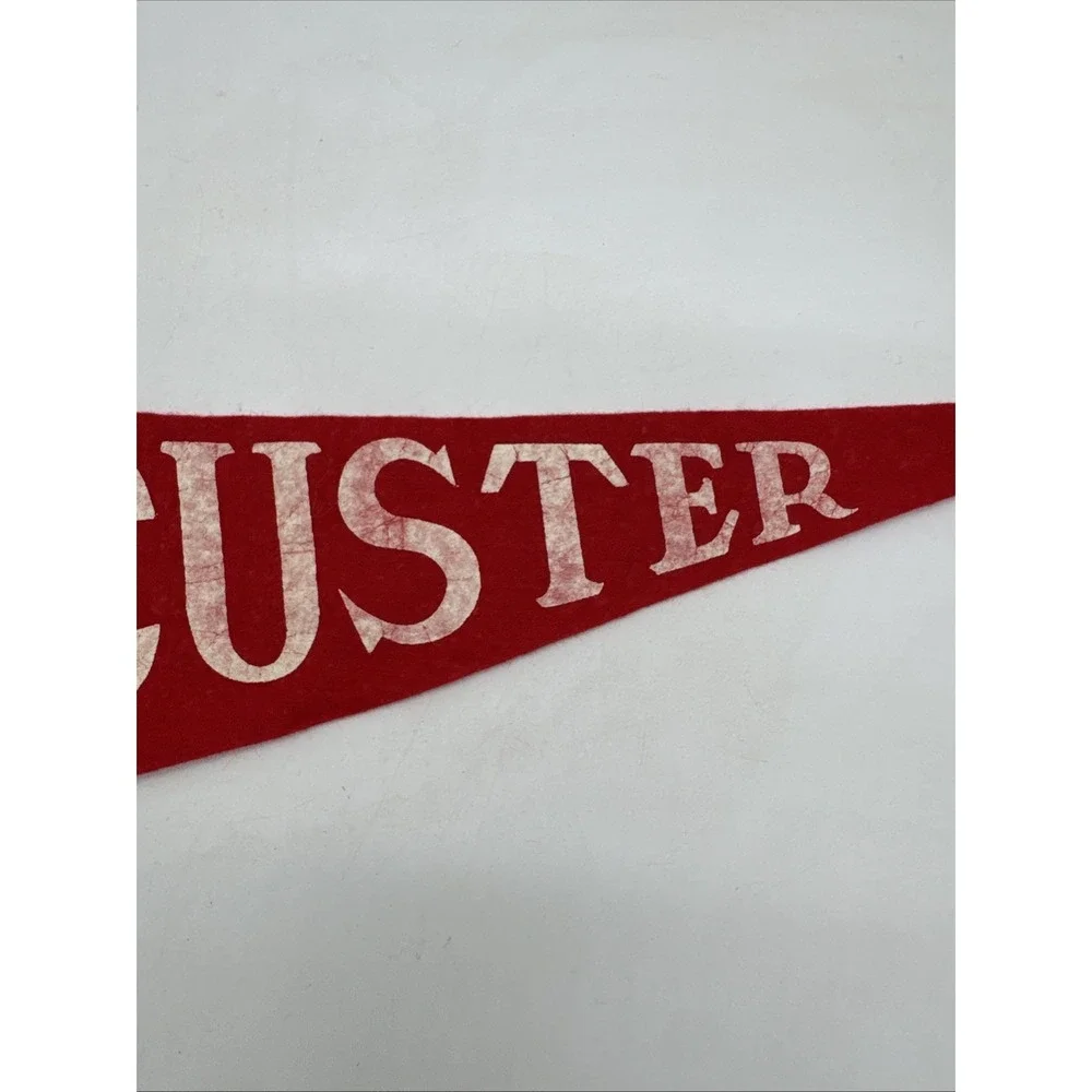 Vintage Felt Custer Indians Penant Flag 17.5